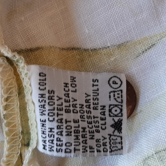 Peaceful Parrot 100% Linen Button-Down Shirt Large - Picture 6 of 7